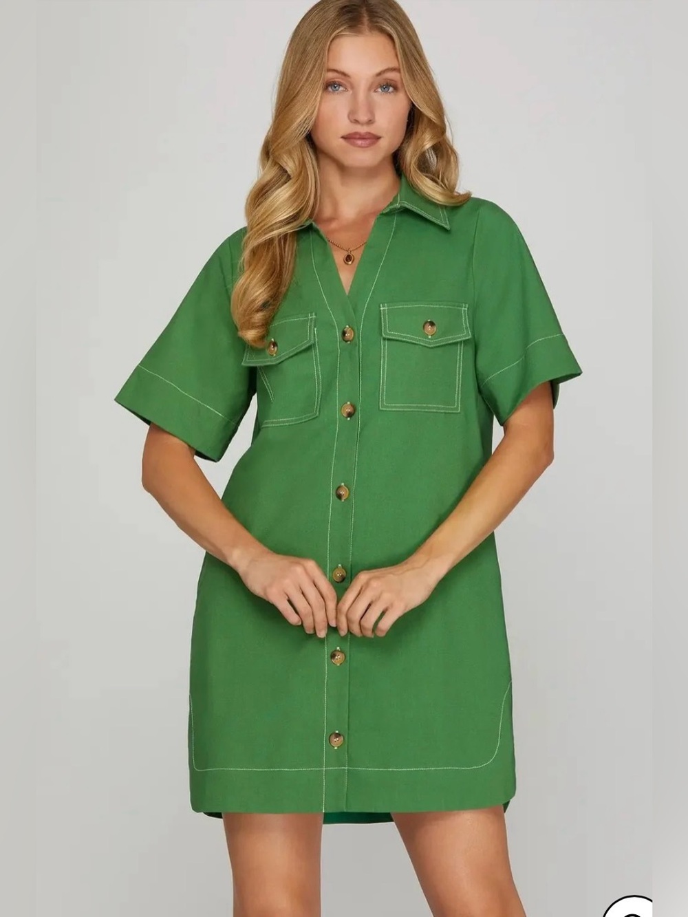 She + Sky Green Button-Front Swim Coverup Dress